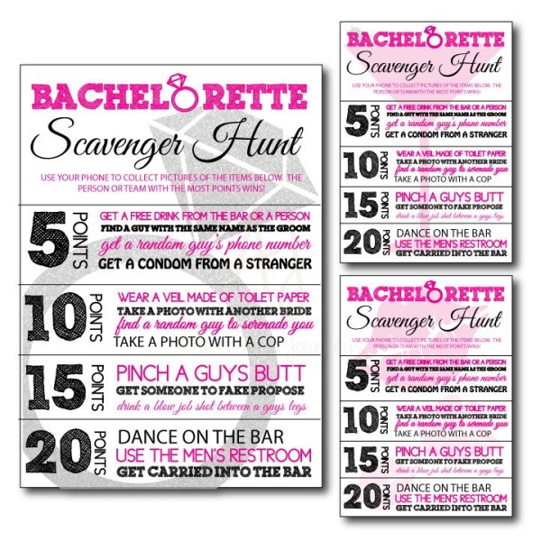 Bachelorette Scavenger Hunt Printable