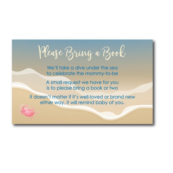 Beach Themed Bring a Book Baby Shower Cards