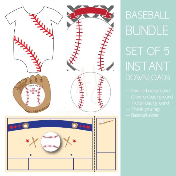Baseball Graphics Bundle for Themed Party