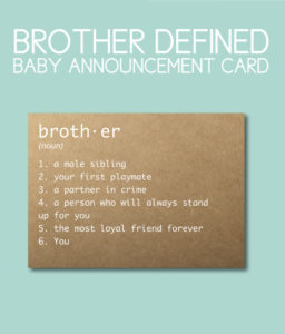 Brother Defined Baby Announcement Card