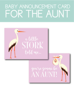 Baby Announcement Card for the Aunt-to-Be