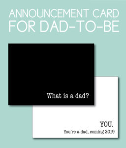 ideas for pregnancy Announcement Card for Dad-to-Be on teal background