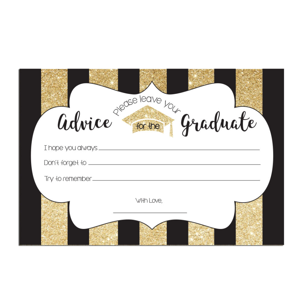 Gold Striped Graduation Advice Cards