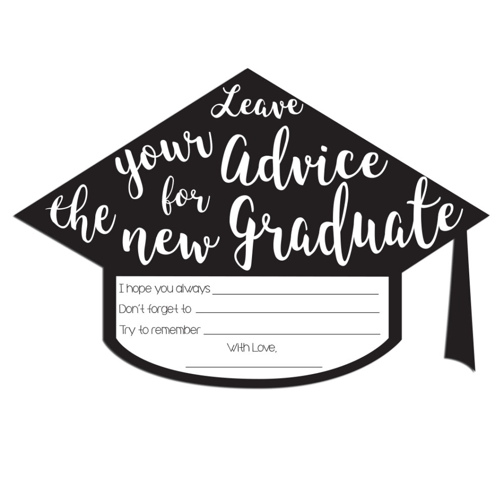 Graduation Advice Cards in hat shape on white background