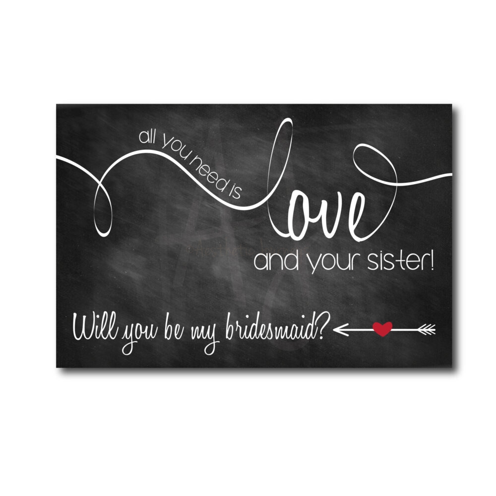 Chalkboard Bridesmaid Ask for Sister