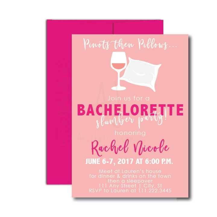 Pinot then Pillows Bachelorette Invite