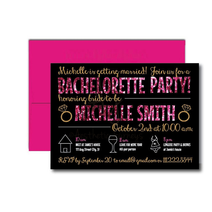 Pink Glitter Bachelorette Invite