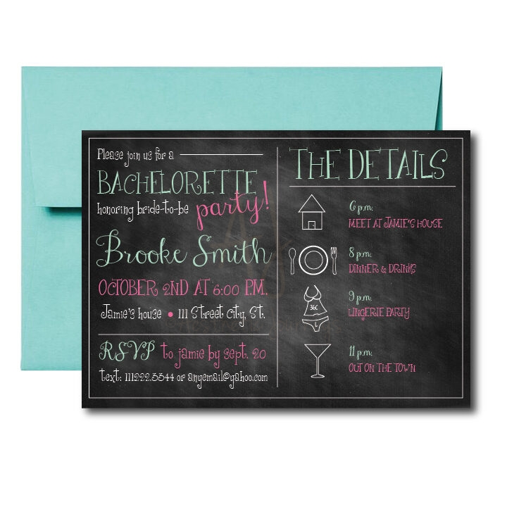 Simple Chalkboard Bachelorette Invite
