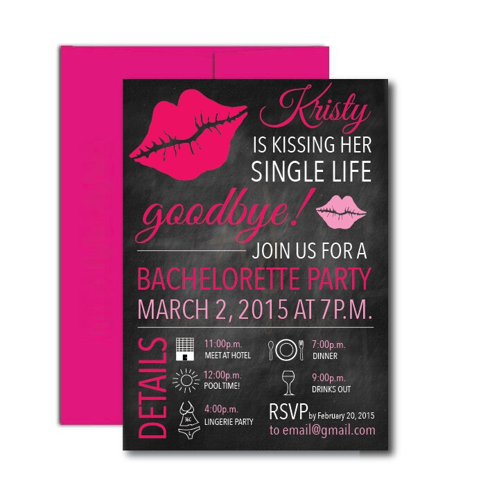 Kissing Her Sing Life Goodbye Bachelorette Invite