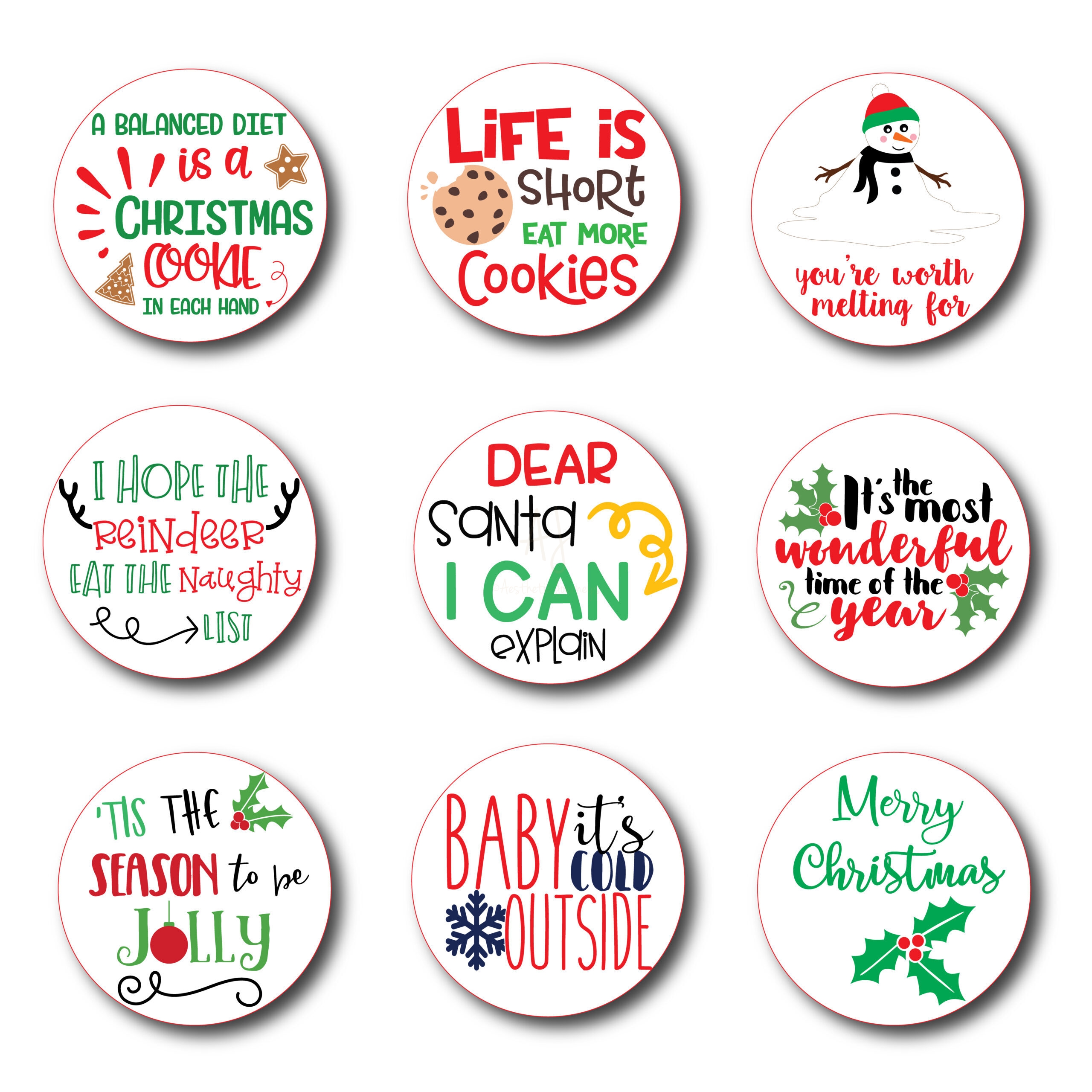 Small Christmas Stickers Printables