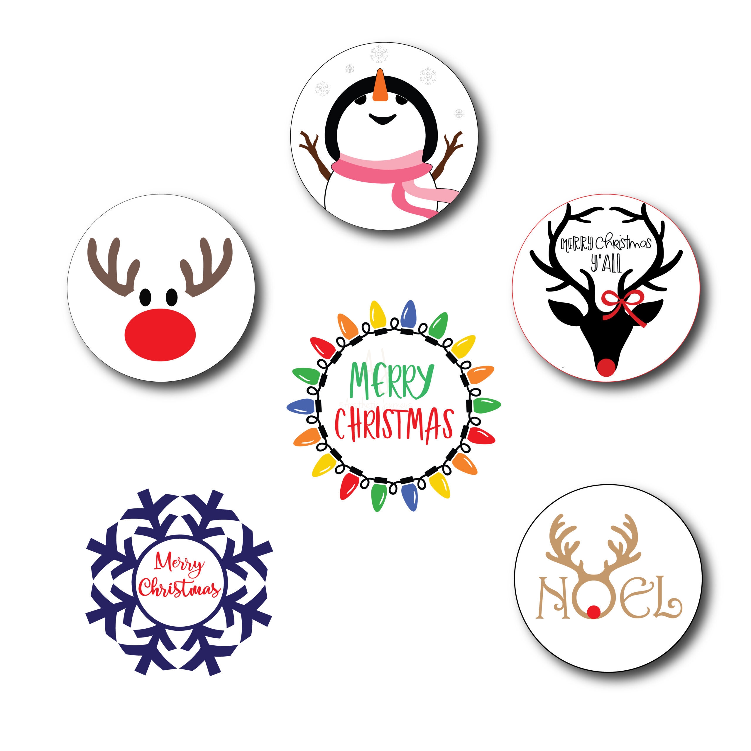 Cute Stickers for Christmas | Set of 12 - Aesthetic Journeys Designs