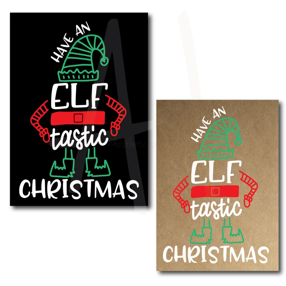 Elf Christmas Card with two background on white back drop