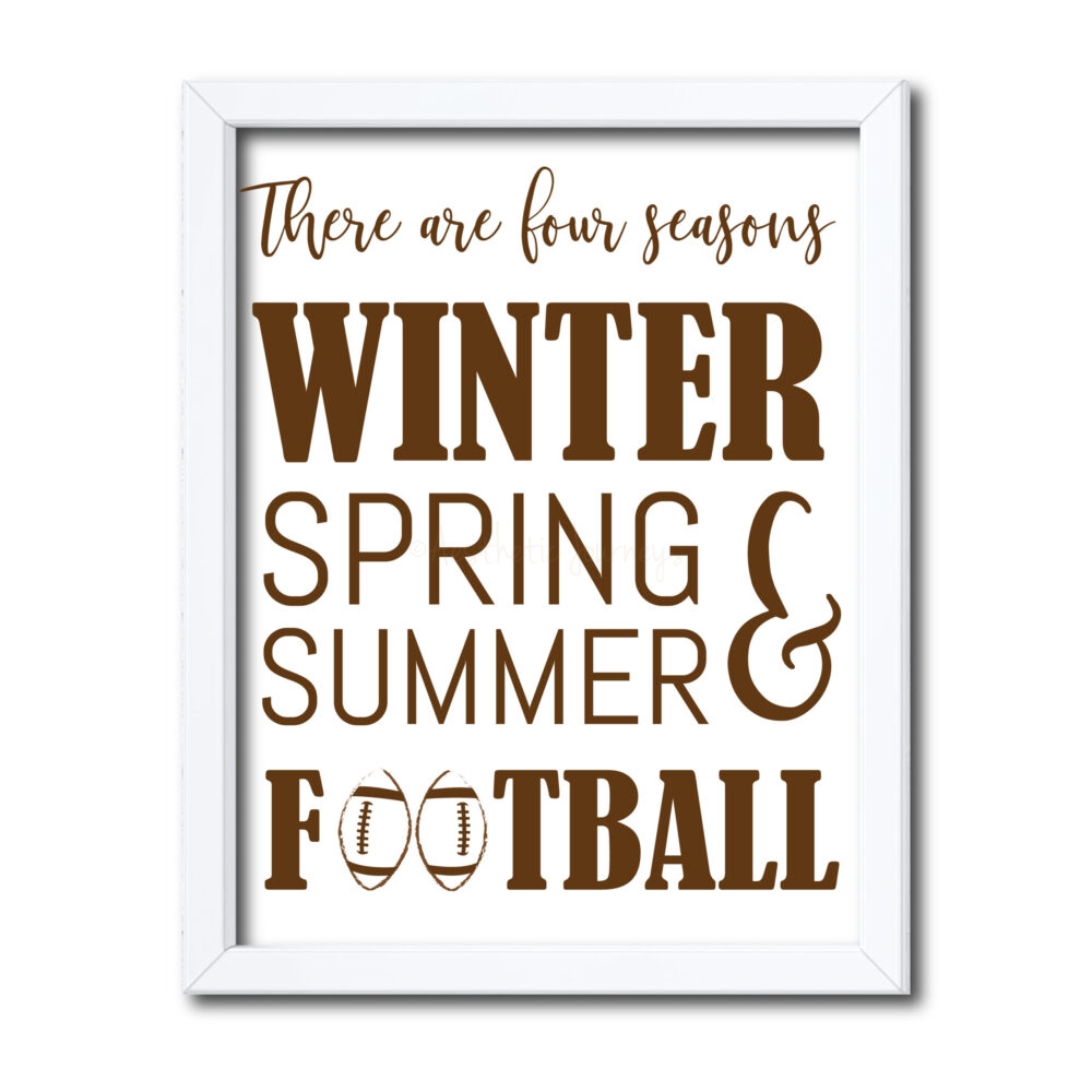 fall football sign with white frame on white background