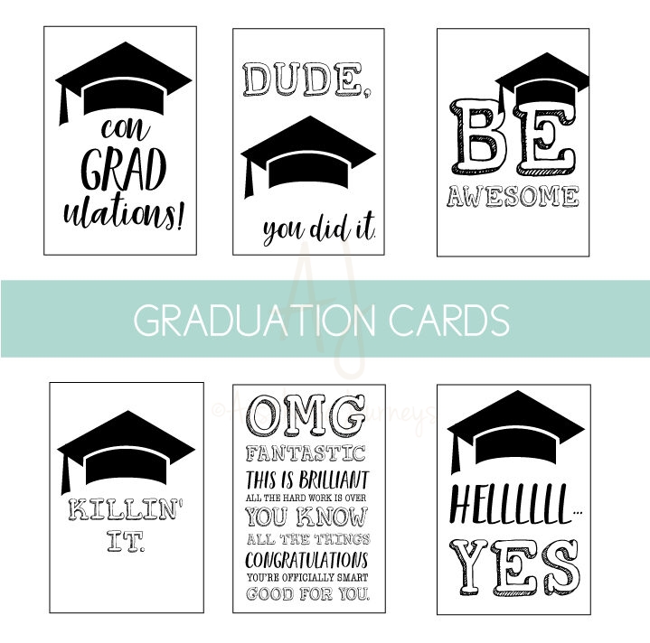 printable graduation cards on white background