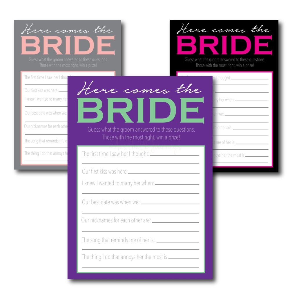 Here Comes the Bride Printable Game