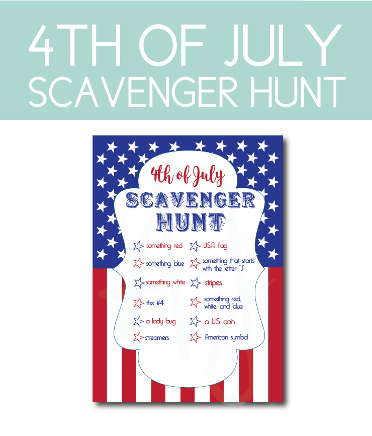 patriotic games July 4th Scavenger Hunt on white background