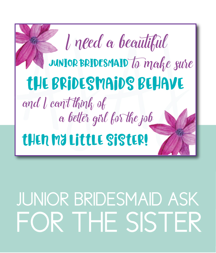 Sister of the Bride Junior Bridesmaid Card