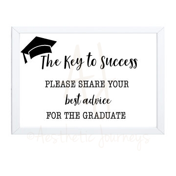 Keys to Success advice for the Grad Sign on white background