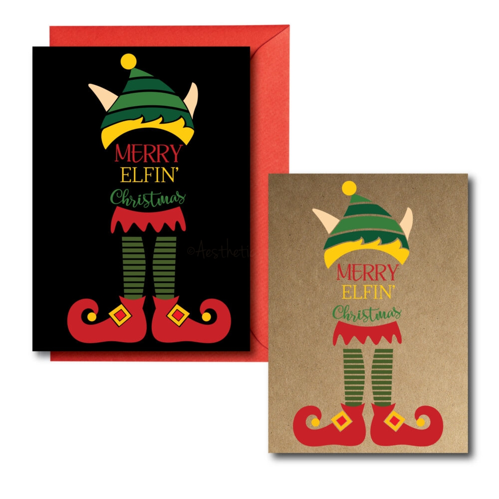 Printed Elf Themed Christmas Cards