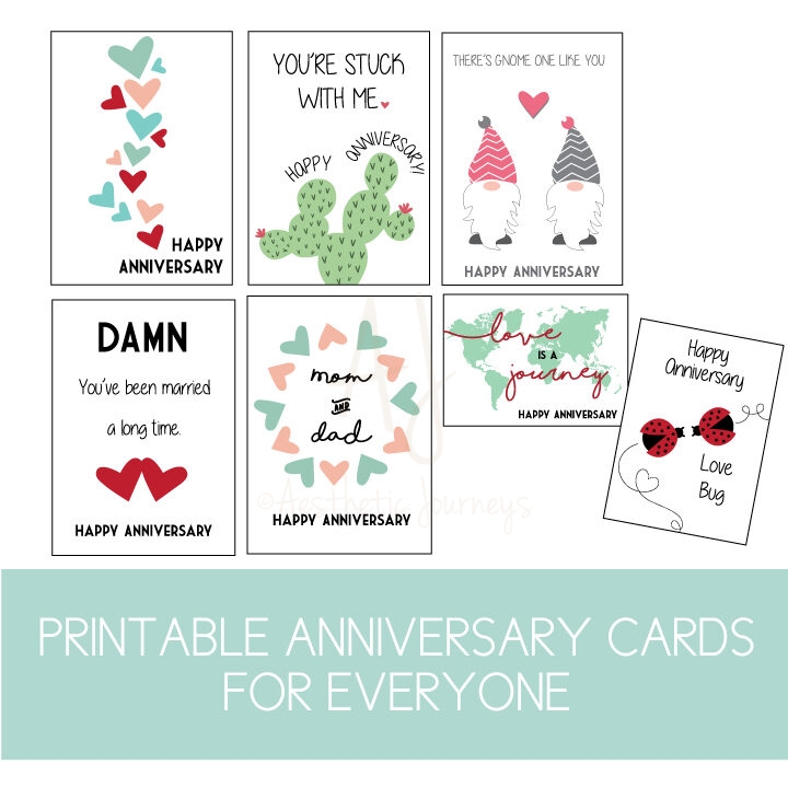 Printable Anniversary Cards for Everyone
