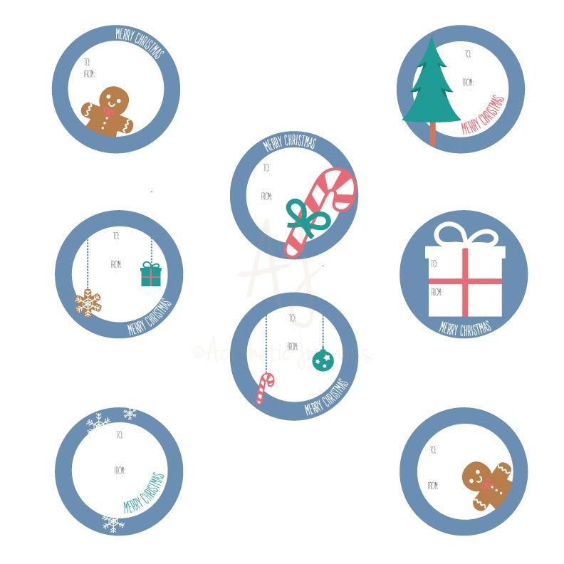 christmas present tags on white background