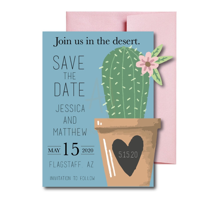 Cactus Invite or Save the Date Magnet + Envelopes - Aesthetic Journeys  Designs
