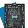 Chalkboard, Bow Tie Party Invitation with Envelopes | Printed Birthday Invites with Envelopes | Custom Colors Available