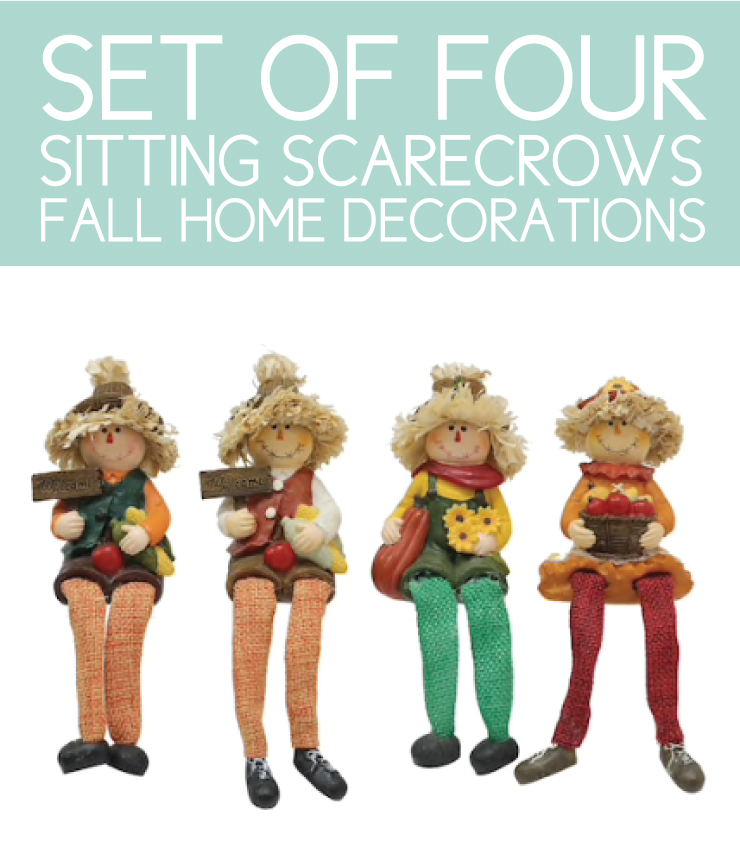 4 sitting scarecrows