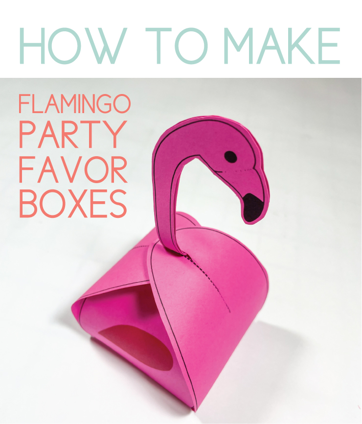 how to make the cutest flamingo party favor boxes on white background