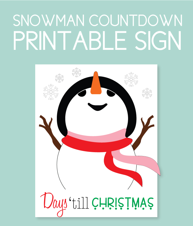 Snowman themed countdown sign 