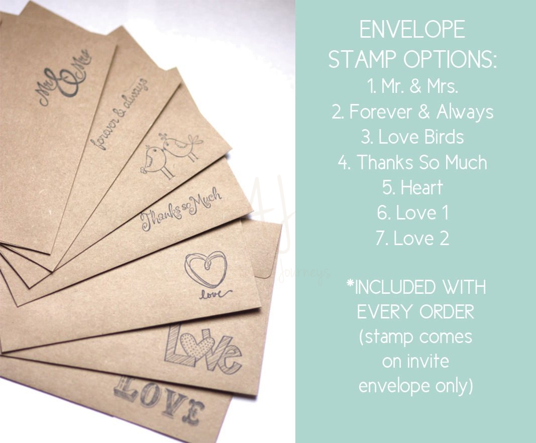Kraft Paper Invite for Wedding + Envelopes - Aesthetic Journeys
