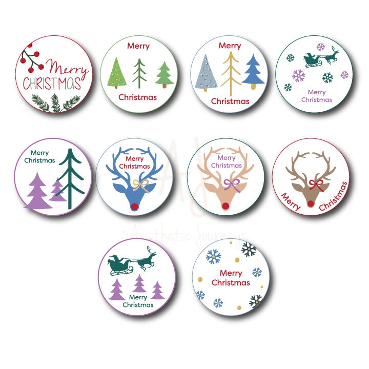 Christmas Stickers  Set of 10 - Aesthetic Journeys Designs